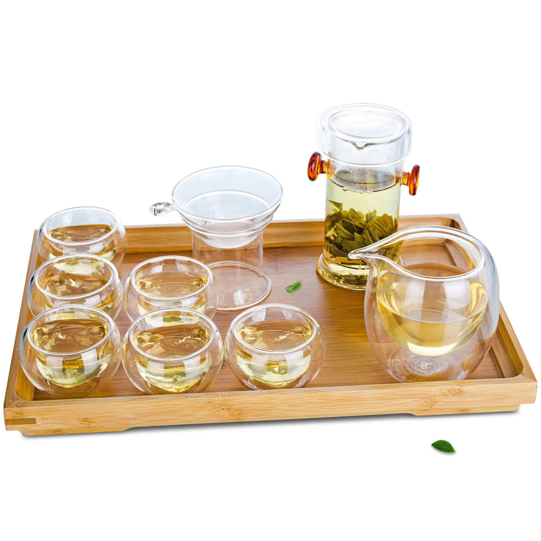 1 шт. чайный сервиз для кунг фу стеклянный двойные красные ручки ушей горшок +