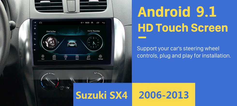 9 дюймов 2G+ 32G 2 din Android 9,1 автомобильный Радио Мультимедиа Видео плеер для Suzuki SX4 2006 2007 2008 2009 2010 2011 2012 gps WiFi BT