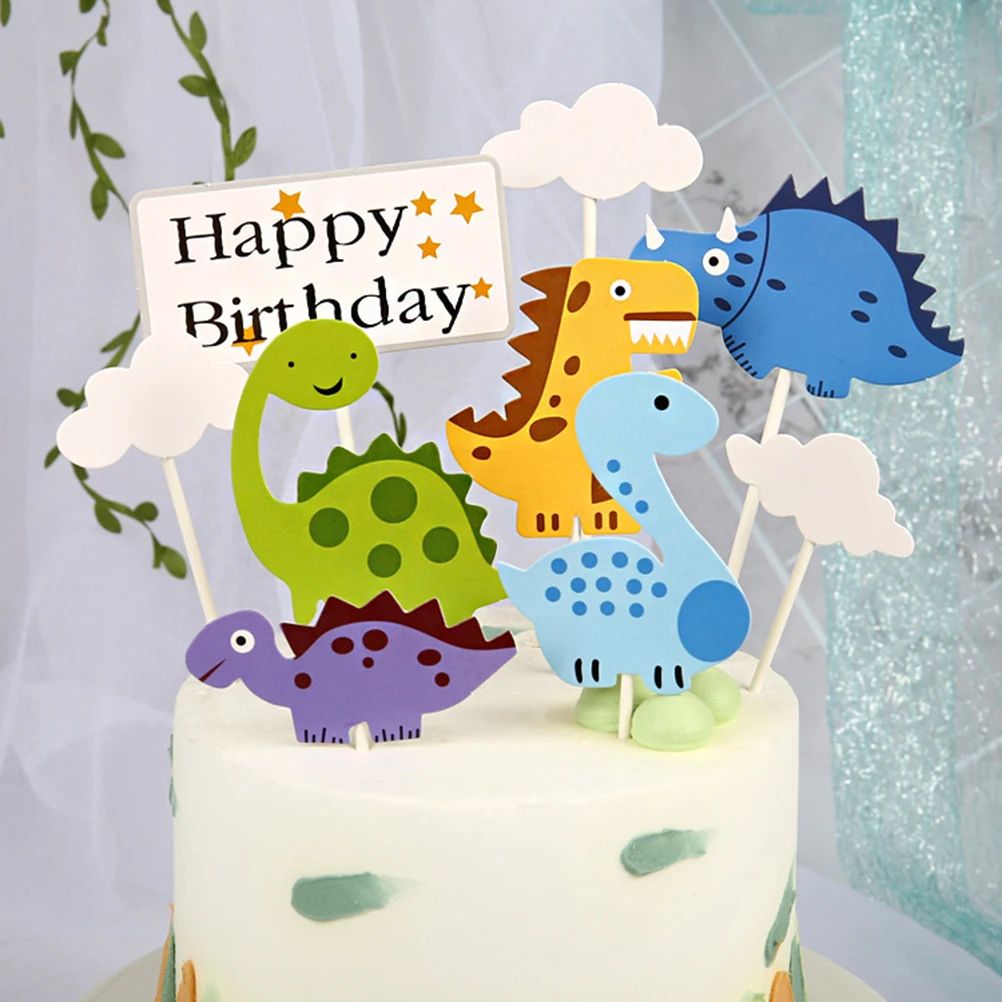 9 шт. Мультфильм Облако динозавр Топпер для торта С Днем Рождения украшение