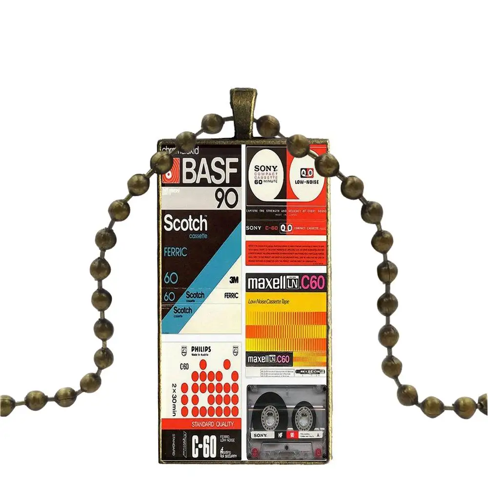 Бронзовое стекло кабошон с прямоугольной подвеской ожерелье-чокер для мужчин и