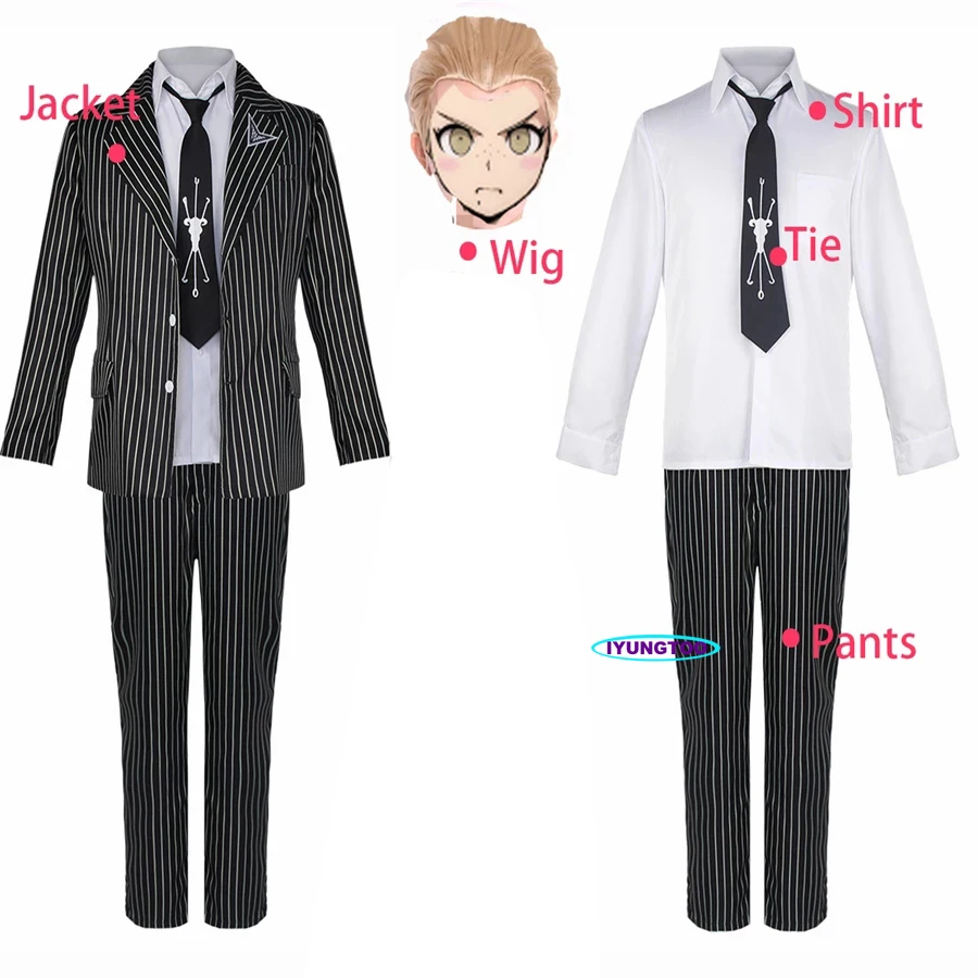 Super Danganronpa 2 Kuzuryuu Fuyuhiko Cosplay Costume Jacket Tie Uniform Wig Cosplay Anime Game Halloween Costume For Women Men