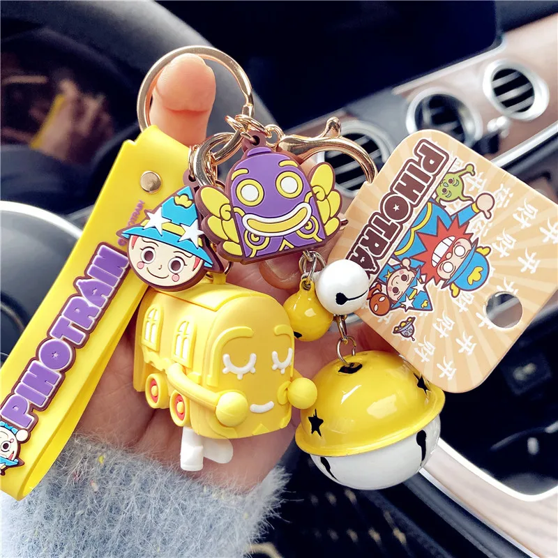 

Creative Car keychains Cute Cartoon Key Chains Pendant Bag Pendant PVC Soft Plastic Doll Key Rings New Year Gifts Christmas Gift