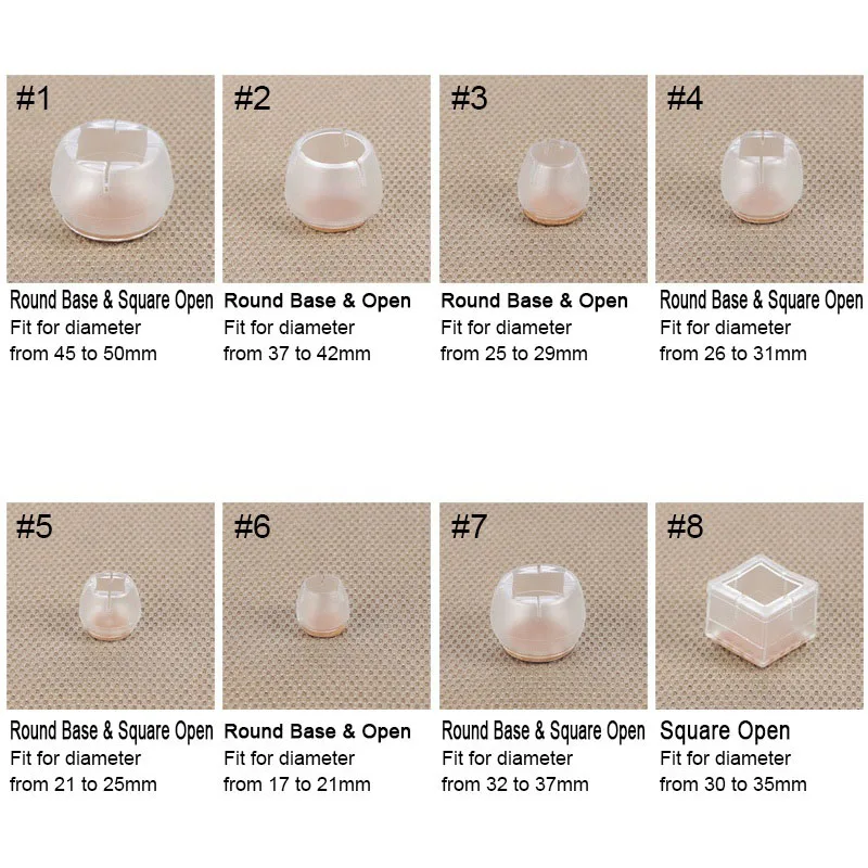 

10pcs Silicone Rectangle Square Round Chair Leg Caps Feet Pads Furniture Table Covers Wood Floor Protectors BOM666