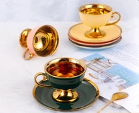 ceramic gold plated coffee cup set european glazed afternoon tea coffee cup and saucer ceramic cup set cute cups cup set