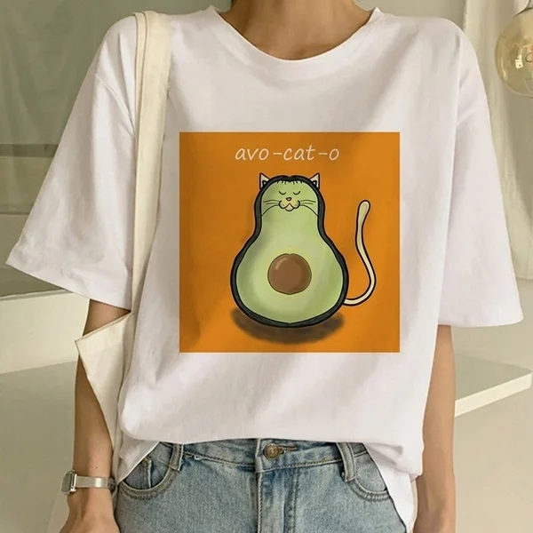 

New Avocado Shirt Vegan T Shirt Women Harajuku Kawaii Short Sleeve T-shirt Vogue 90s Korean Style Tshirt Fashion Top Tees