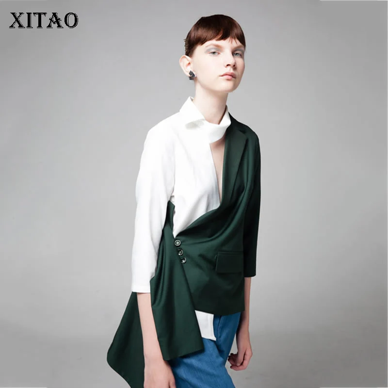 Женский винтажный Блейзер XITAO асимметричный костюм с вышивкой в британском стиле