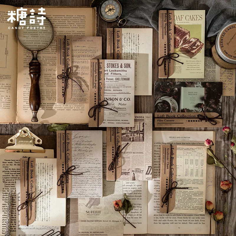 

60pcs Old Newspaper Plant Craft Paper Junk Journal Japanese Page Vintage Scrapbooking Paper Decorative Music Material Paper