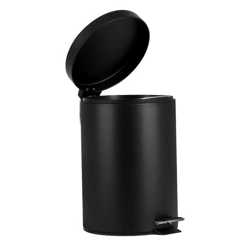 Мусорное ведро 7 литров мусорное железная педаль цилиндр с крышкой Матовый
