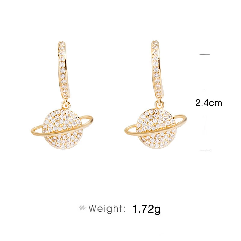 

Karopel Personality Planet Style Hoop Earrings for Women Copper Inlay Zircon Ms Elegant Jewelry Earrings Women Accessories