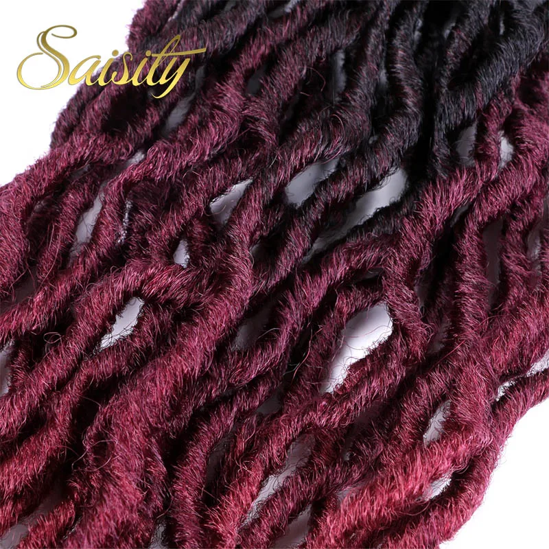 Saisity 18 дюймов 24 пряди Синтетические Ombre Faux locs кудряшки для наращивания мягкие вязанные крючком косички для наращивания волос