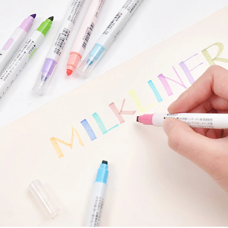 

Students use 12-color double-headed highlighter pen set hand account diary decoration light color marker note number pen