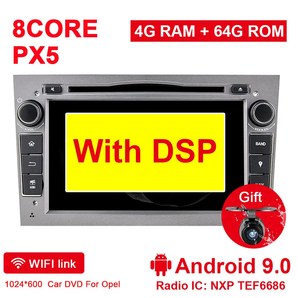 SLIVER 4G 64G DSP Eunavi 2 Din Android 9 автомобильный DVD мультимедиа для opel Vauxhall Astra H G J Vectra Antara Zafira Corsa Vivaro Meriva Veda gps радио - Цвет: SLIVER 4G 64G DSP
