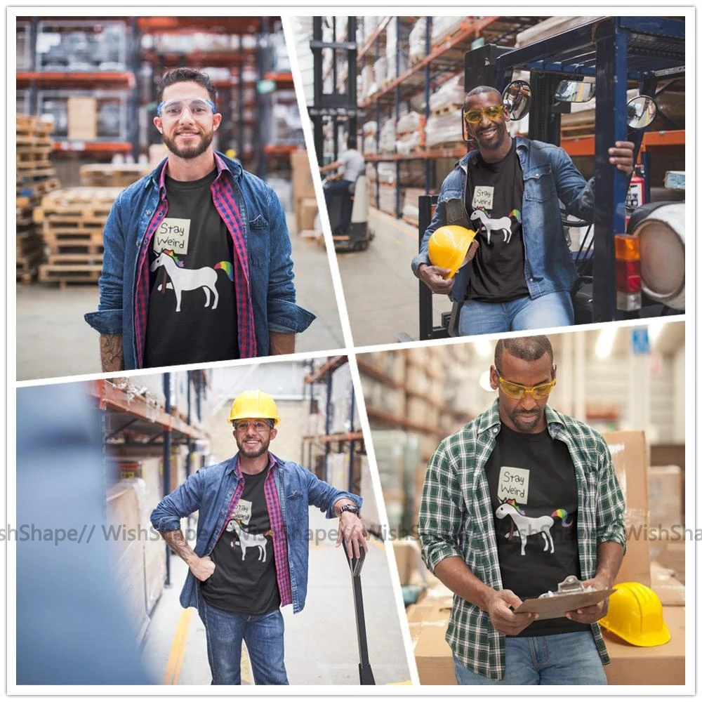 Странная футболка оставайтесь странным Единорог Футболка мужская с мультяшным