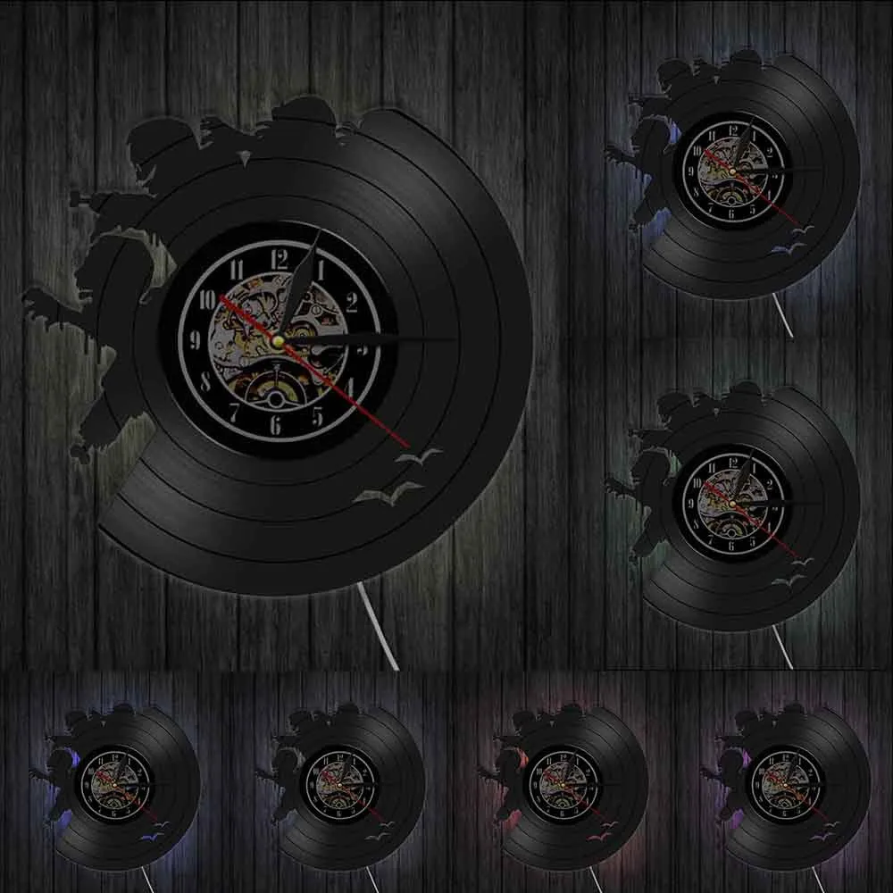 Настенные часы с имитацией зомби винтажные виниловые пластиной LP Настенный