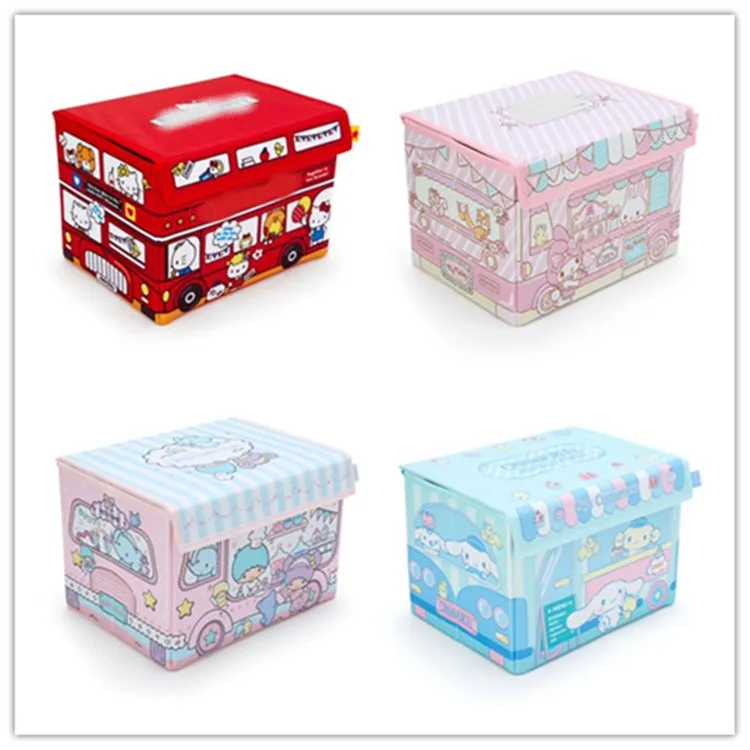

New cute cartoon Pudding dog folding PU storage box with lid desktop storage box