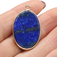 natural stone gem lapis lazuli oval pendant handmade crafts diy necklace bracelet earring jewelry accessories gift make 20x35mm