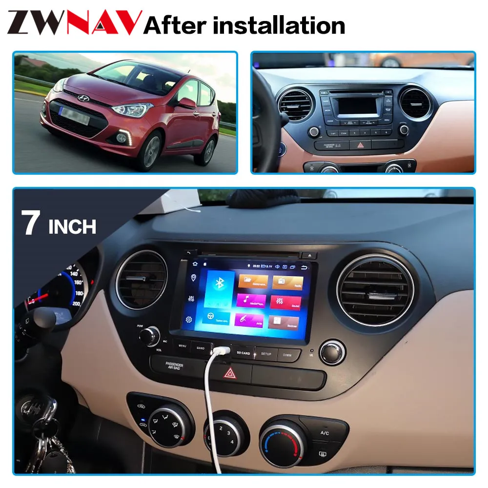Автомобильный dvd-плеер Android 9,1 2 Din GPS; стереооборудование для автомобиля для 2013 HYUNDAI I10 7 дюймов головное устройство мультимедийный плеер Wifi карта
