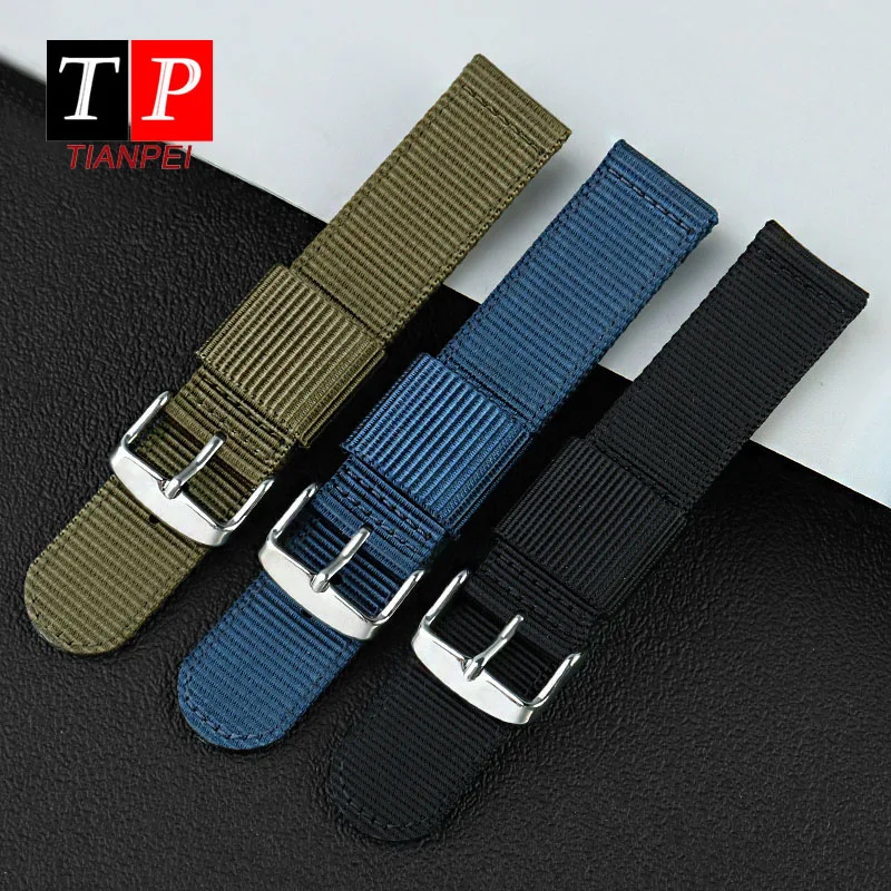Ремешок нейлоновый для спортивных часов DW Timex 18/20/22/24 мм утолщенный холщовый