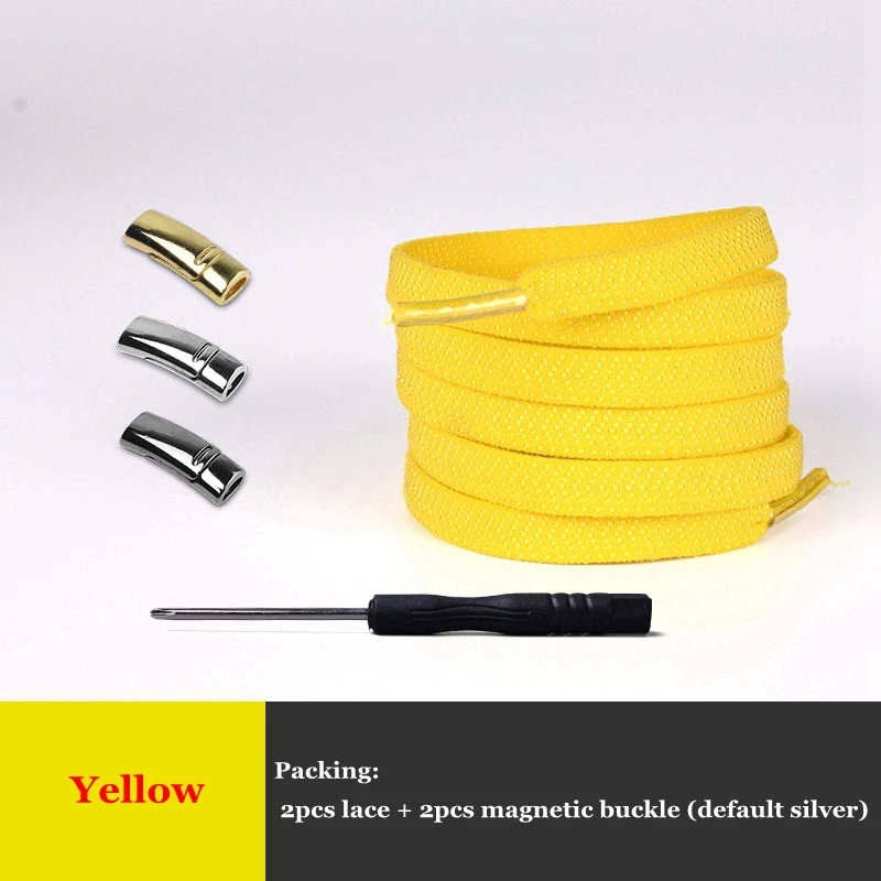 Yellow 1 пара магнитных шнурков, эластичные фиксирующие шнурки, креативные, быстро не завязываются, шнурки для обуви, для детей, взрослых, унисекс, кроссовки, шнурки для обуви - Цвет: Yellow