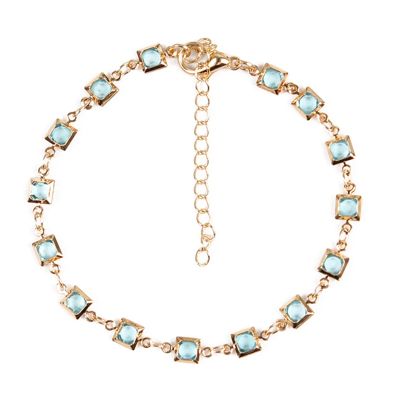 Роскошный синий кристалл браслет серебряный горный хрусталь Шарм женские