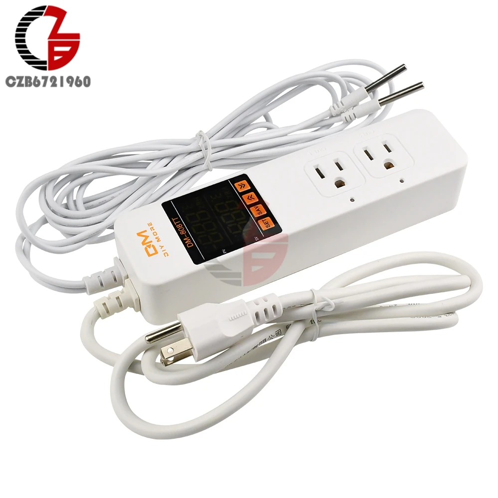 ac 85v 250v 10a dm 808tt dual temperature control alarm socket temperature controller meter intelligent electronic socket 220v free global shipping