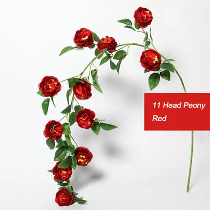 red Искусственные цветы Xuanxiaotong, 1 шт., 145 см., голубой пион, 11 головок, розовые пионы, цветы, Виноградная лоза, для дома, вечерние, розы, украшения для сада - Цвет: red