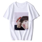 Женская футболка Jungkook Jimin V, смешная уличная одежда с коротким рукавом, модная оверсайз белая футболка в стиле Харадзюку