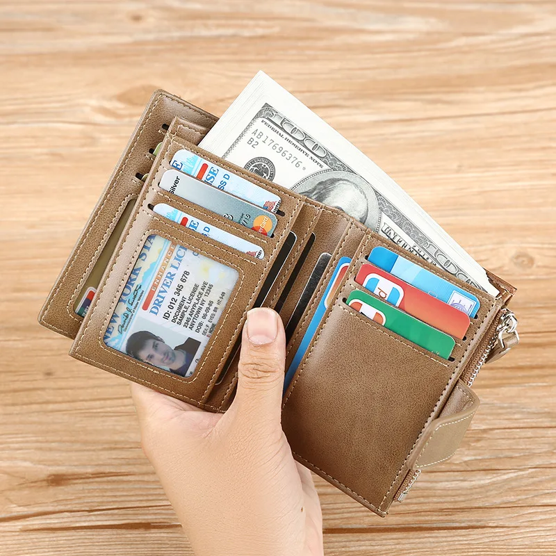 Мужской кожаный кошелек бумажник кенгуру короткий мужской Женский