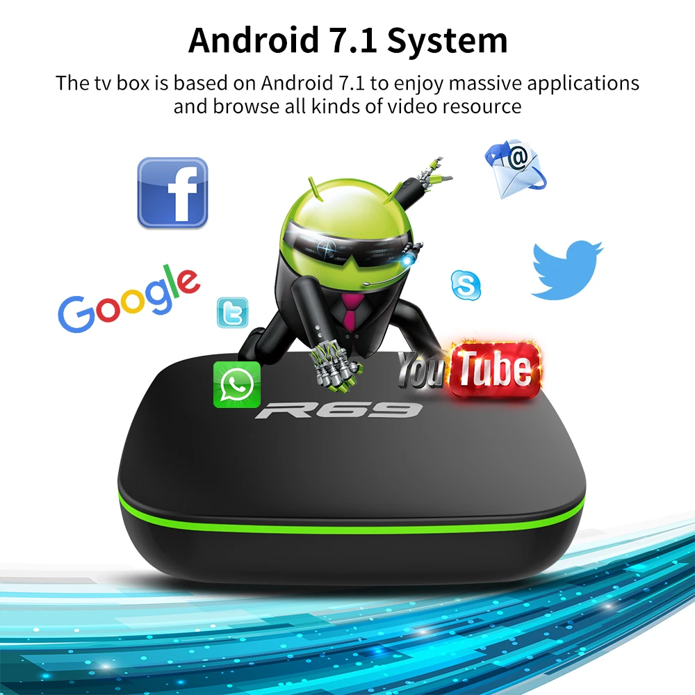 ТВ-бокс Smart Android 7,1 телеприставка 1 ГБ 8 ГБ Allwinner H3 четырехъядерный 2,4G Wifi телеприставка 1080P HD Поддержка 3D медиаплеер