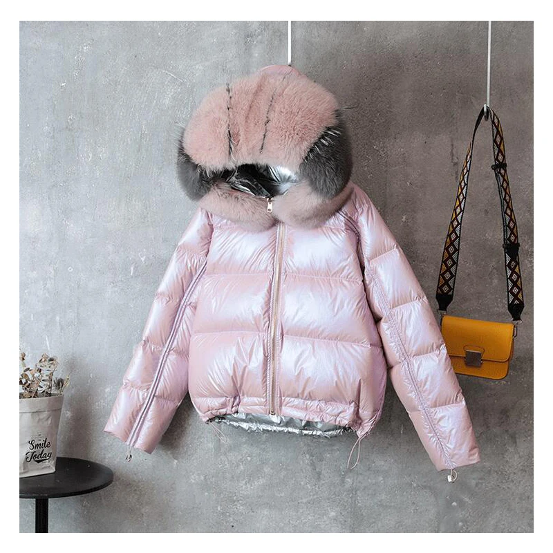 2019 зимняя пуховая Парка женская s Глянцевая куртка с капюшоном большой размер