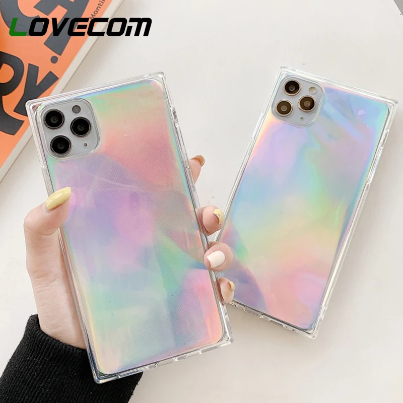 Лазерный картонный квадратный чехол LOVECOM для телефона iPhone 12 Mini 11 Pro Max XR X XS 7 8 6S Plus