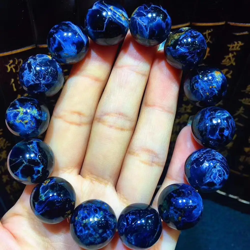 Растягивающийся браслет из натурального голубого пьетерсита драгоценные камни