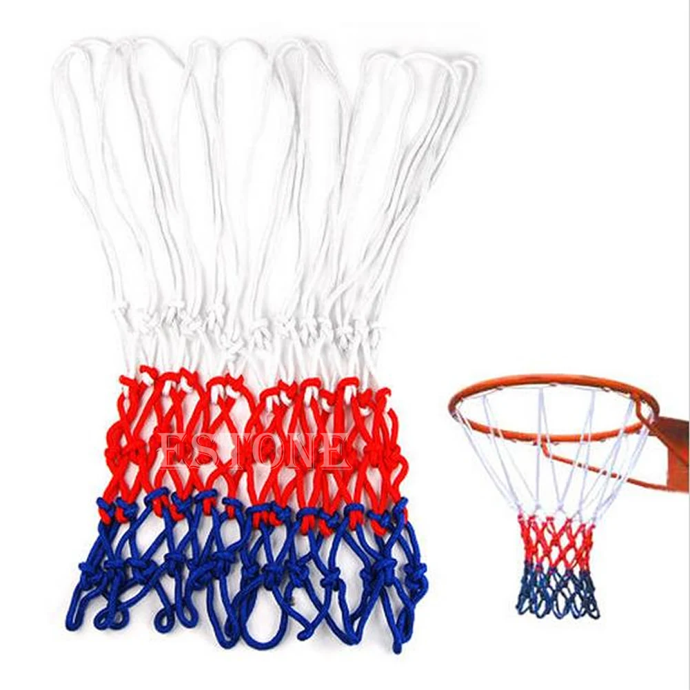 

Standard White/Red/Blue Nylon Basketball Netball Goal Hoop Net Netting Sports