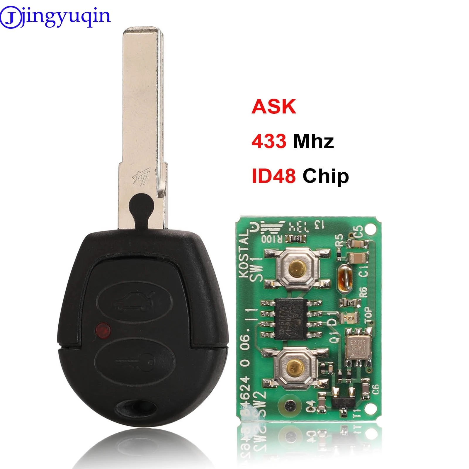 

jingyuqin Remote Car Key Fob 2 Button 434MHz ID48 For Volkswagen VW Jetta Polo Golf Seat
