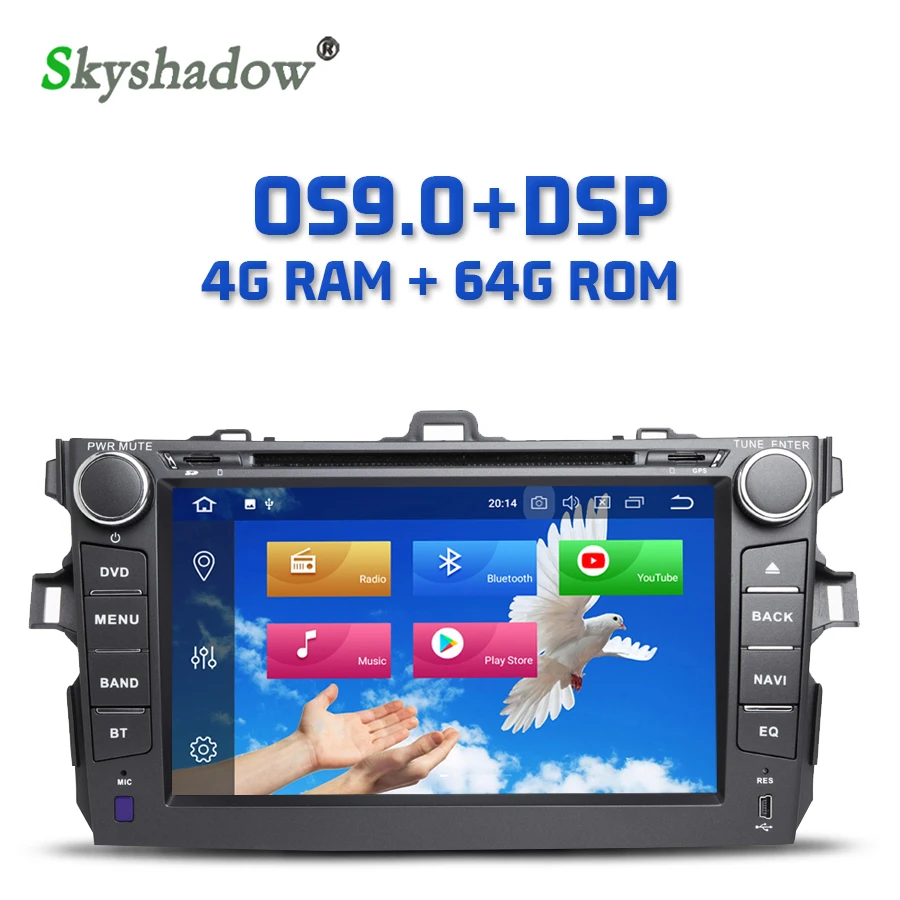 Автомобильный DVD плеер DSP IPS Android 9 0 4 Гб + 64 Wifi GPS карта RDS радио камера Bluetooth 2 для Toyota