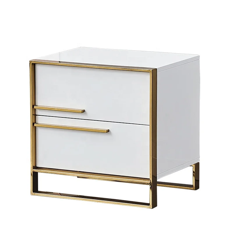 

Factory direct sales modern light luxury style Bedside Table Nightstand table with two drawers