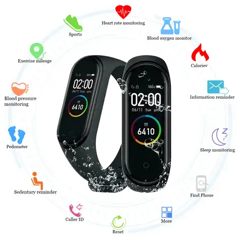 Новинка M4 смарт-Браслет фитнес-трекер умные часы спортивный смарт-браслет измерение пульса и артериального давления умный браслет здоровь...