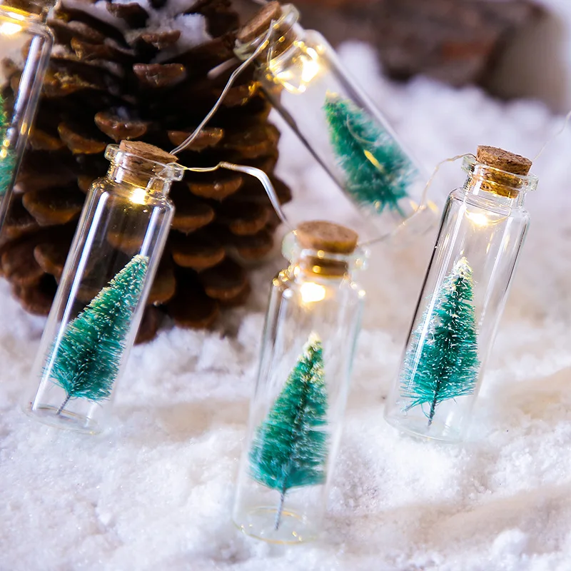 

Glass Wish Bottle Copper Wire LED String Light 2M 10 led Vintage Garland Fairy Lamp Christmas Tree Garden Party Decoration Clear