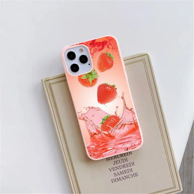 

Fruit strawberry Phone Case Pink Candy Color for iPhone 11 12 mini pro XS MAX 8 7 6 6S Plus X SE 2020 XR