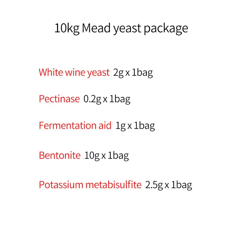 10kg Mead 10 кг для виноградного вина дрожжи пакет содержит активные сухие винные дрожжи танин пехтиназа брожение добавка мыло почва пивоварения аксессуары - Цвет: 10kg Mead