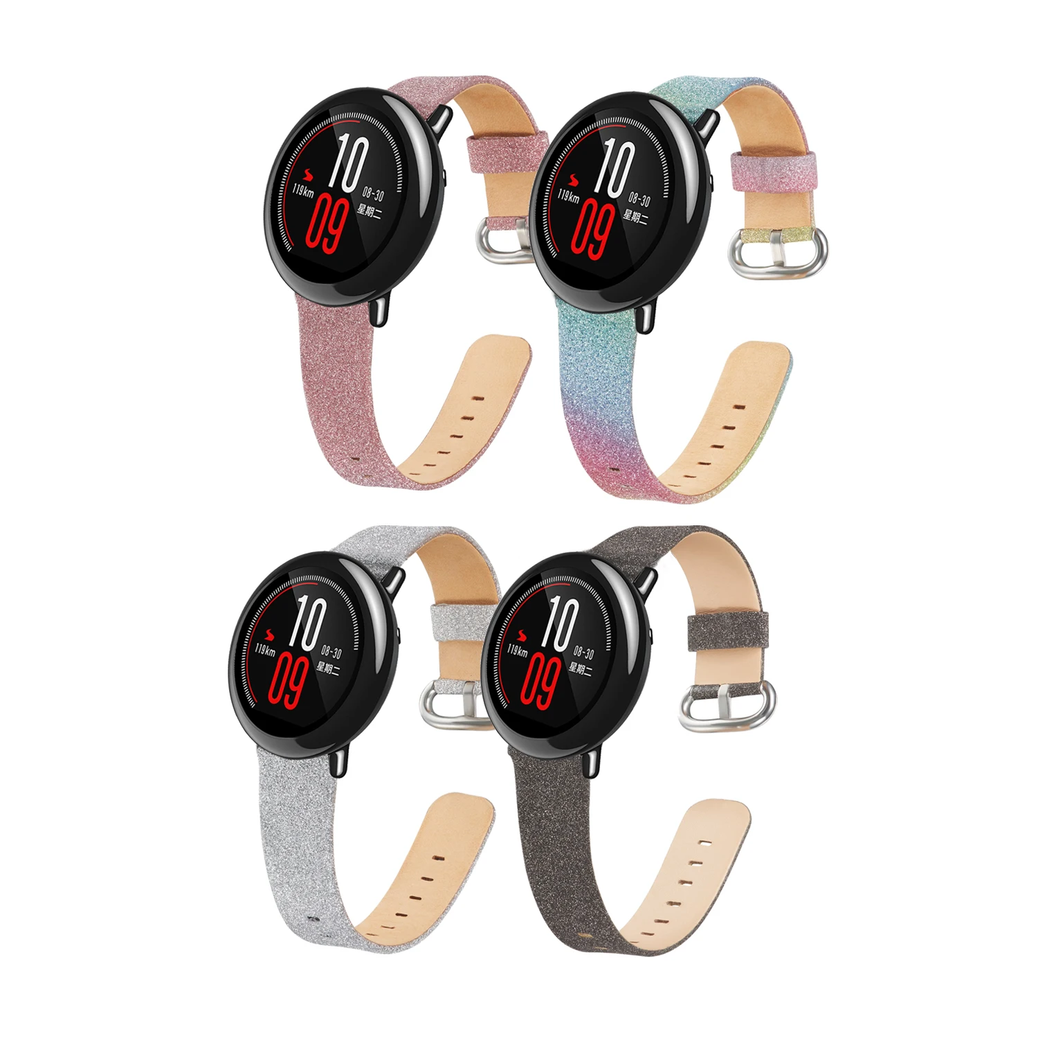 

Shiny Bling Glitter Leather Band Watch Strap for Huami Amazfit PACE for Huami GTR 2 GTR 47mm Replacement strap 22mm