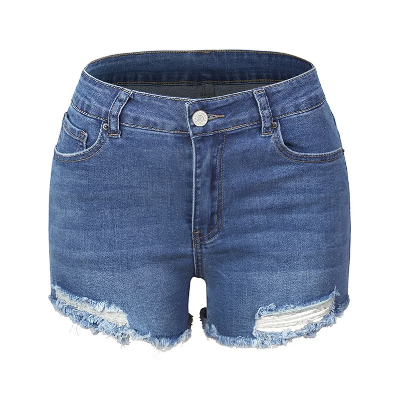 Quanss 2021 Summer Denim Shorts Women's Fashion Streetwear Casual Hole Tassel Hot Pant Female Sexy Mini Jeans
