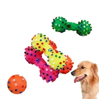 1 pc pet chew toy rubber dumbbell pet dog cat puppy sound squeaky toy resistant to bite rubber dumbbell chewing toy