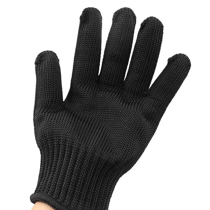 Черные перчатки 5 уровня с защитой от порезов стальные защитные для защиты кухни