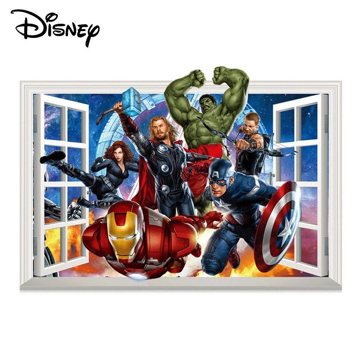 Дисней Дети 3D стикер Мстители Marvel мультфильм детская комната украшение Железный