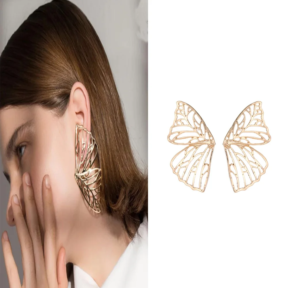 Серьги-гвоздики в виде насекомых и бабочек серебряного цвета геометрические