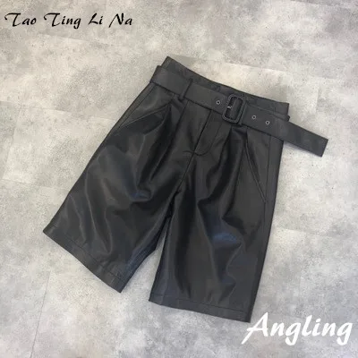Tao Ting Li Na New Fashion Natural Genuine Real Sheep Leather Shorts G3
