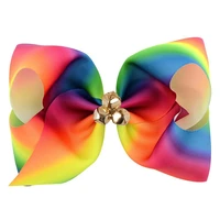 new rainbow 6inch bowknot with bells for baby girls kids christmas headwear large hair bow with clip hair accessories