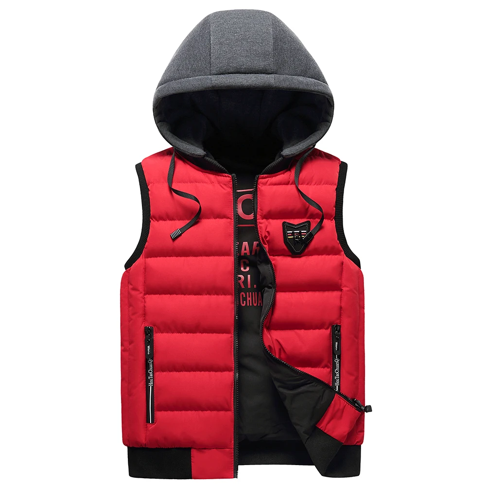 Жилет мужской зимний с капюшоном без рукавов на хлопковой подкладке |