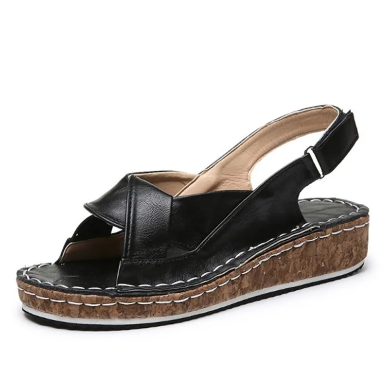 Женские босоножки в римском стиле на танкетке повседневные сандалии с открытым